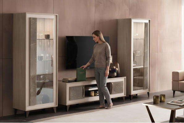 Design Wunnwand Sideboard 2x Schaf RTV Lowboard Anrichte 3-deelegt Set Vitrinn