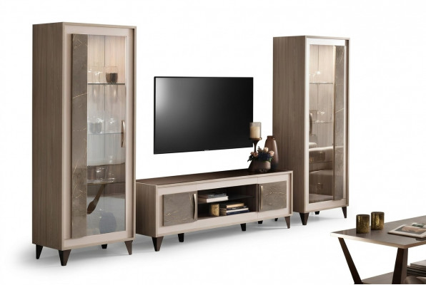 Design Wunnwand Sideboard 2x Schaf RTV Lowboard Anrichte 3-deelegt Set Vitrinn
