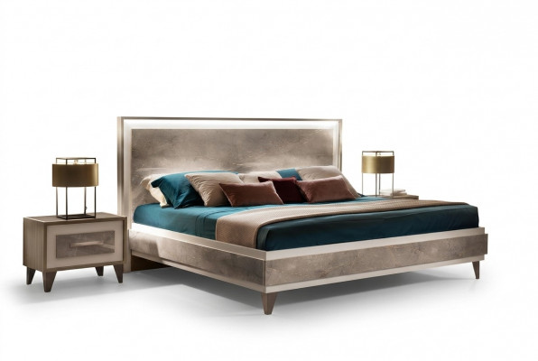 Bett 2x Nuetsdësch 3-delige Schlofzëmmer Set Miwwelen Modern Luxus Better arredoclassic