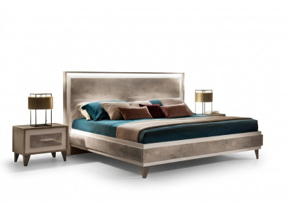 Bett 2x Nuetsdësch 3-delige Schlofzëmmer Set Miwwelen Modern Luxus Better arredoclassic
