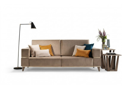 Canapé 3-Sëtz Sofa Modern Luxus Polster Sëtz Sofa Textil Beige arredoclassic