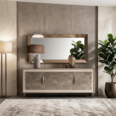 Buffet Anrichte Kommode Spigel 2tlg Kommoden Holz Miwwelen Sideboard arredoclassic