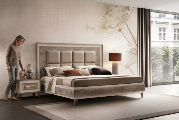 Schlofkummer 3-Stéck Set Bett 2x Nuetsdësch Konsole Better Hotel arredoclassic