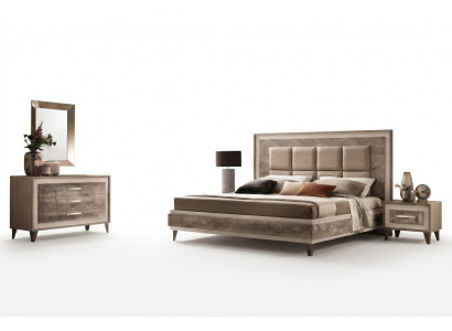 Modern Schlofzëmmer Set Bett Nuetsdësch Kommode Spigel Neit 4tlg. arredoclassic