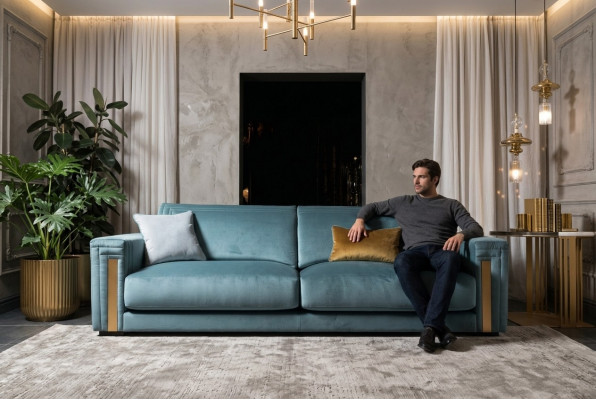 Dräisëtzer 3-Sëtzer Wunnzëmmer Polster Stoff Modern Luxus Design Sofa Miwwelen Nei