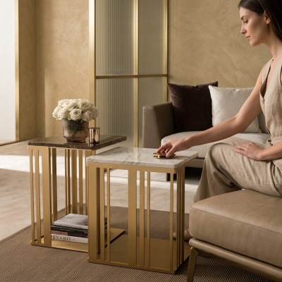Wunnzëmmer Canapé Dësch Elegant Luxus Design Beistelltischen Dësch arredoclassic