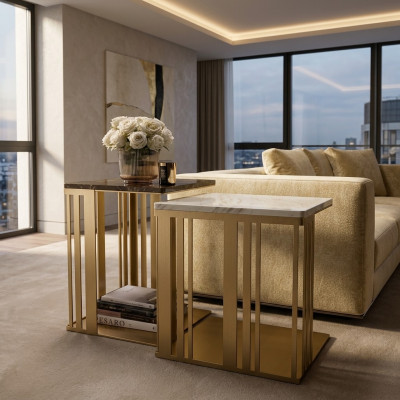 Wunnzëmmer Canapé Dësch Elegant Luxus Design Beistelltischen Dësch arredoclassic