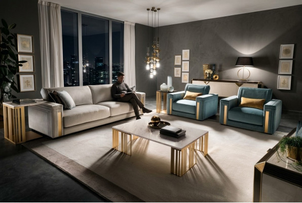 Sofa Garnitur 3+1 Sëtzer Set Design Sofa Polster Couchen Couch Luxus Arredoclassic