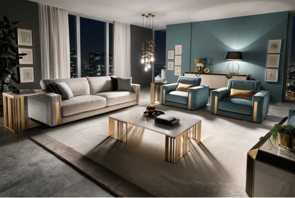 Sofa Garnitur 3+1 Sëtzer Set Design Sofa Polster Couchen Couch Luxus Arredoclassic