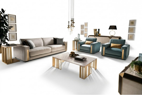 Sofa Garnitur 3+1 Sëtzer Set Design Sofa Polster Couchen Couch Luxus Arredoclassic