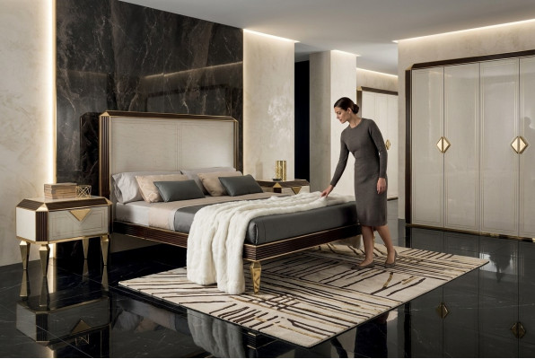 Bett Betten Hotel Luxus Designer Duebel Bestiet Schlofzëmmer Beige arredoclassic