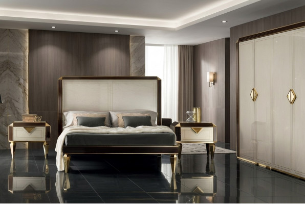 Bett Betten Hotel Luxus Designer Duebel Bestiet Schlofzëmmer Beige arredoclassic