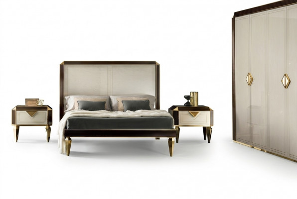 Bett Betten Hotel Luxus Designer Duebel Bestiet Schlofzëmmer Beige arredoclassic