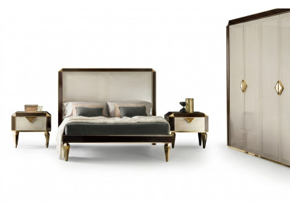 Bett Betten Hotel Luxus Designer Duebel Bestiet Schlofzëmmer Beige arredoclassic