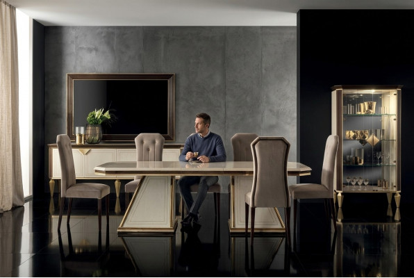 Iessdësch 6x Stull Iesszëmmer Set Iessgrupp Gruppendësch Dësch arredoclassic 7tlg.