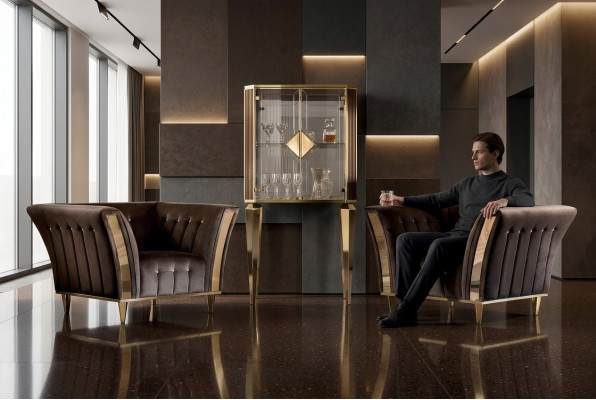 Sessel Club Lounge Lehn Stull Polstersofa 1 Sëtz Fernseh Samt arredoclassic