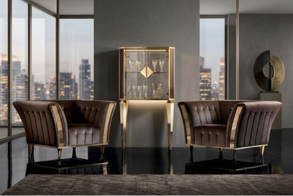 Sessel Club Lounge Lehn Stull Polstersofa 1 Sëtz Fernseh Samt arredoclassic