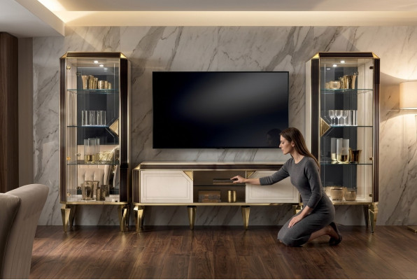 Designer RTV TV Anrichte Kommode Säit Low Schaf Regal Luxus Wunnzëmmer Board