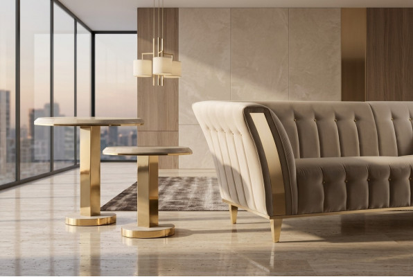 Canapéisdësch Luxus Design Canapé Dësch Kaffi Beistell Dëscher Wunnzëmmer Ronnd Dësch