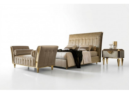 Bett 2x Nuetsdësch Chaiselongue 4 Stéck Schlofzëmmer Set Miwwelen Modern Luxus Better