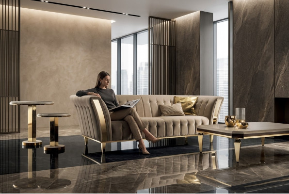 Dräi-Sëtzer Couch Polster Design Sofa 3 Sëtz Sofas Zëmmer Luxus Couchen Miwwelen Nei
