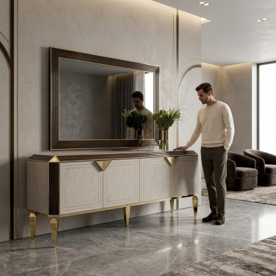 Kommod Spigel Design Miwwelen Konsole Sideboard Anrichte Buffet arredoclassic