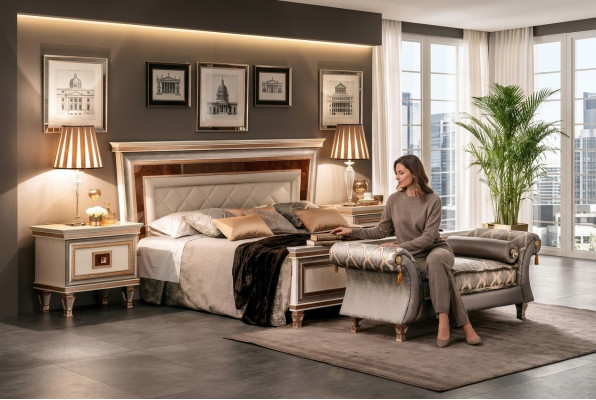 Designer Bett Betten Polsterbett 180x200 Ehebett Duebelbett arredoclassic Miwwelen
