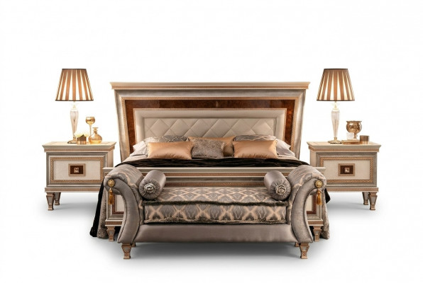 Designer Bett Betten Polsterbett 180x200 Ehebett Duebelbett arredoclassic Miwwelen