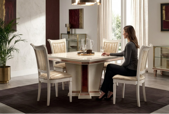 Barock Iessdësch Dësch Holz Grupp Iesszëmmer Wunnzëmmer Garnitur Design Dëscher