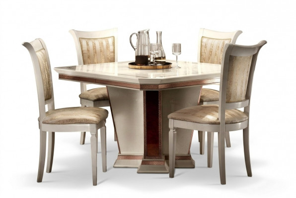 Komplett Set Iessdësch 4x Stull Iesszëmmer Set Iessgrupp Holz Dësch Dëscher 5tlg