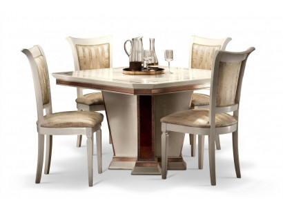 Komplett Set Iessdësch 4x Stull Iesszëmmer Set Iessgrupp Holz Dësch Dëscher 5tlg