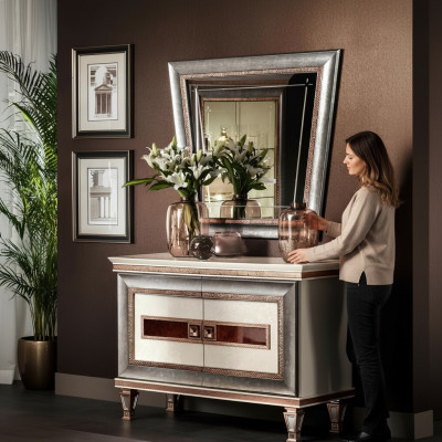 Konsole Dësch Kommode mat Spigel Luxus Miwwel Set Konsole 2 Deeler. Made in Italy
