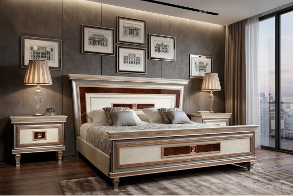 Bett 2x Nuetsdëscher 3tlg. Italienesch Miwwelen Schlofzëmmer Better Holz Nei Set