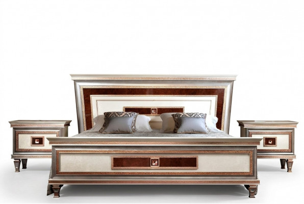 Bett 2x Nuetsdëscher 3tlg. Italienesch Miwwelen Schlofzëmmer Better Holz Nei Set