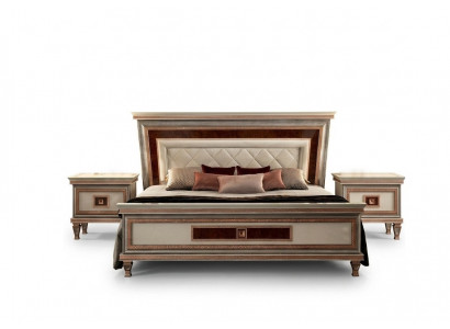 Luxus Schlofzëmmer Miwwel Bett 2x Nuetsdësch Set Better Hotel Arredoclassic 3-delig.