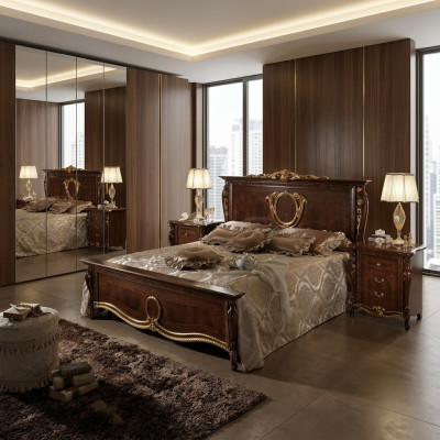 Bett 2x Nuetsdësch 3-deeleger Schlofzëmmersaz Design Modern Luxus Klassesch Miwwelen