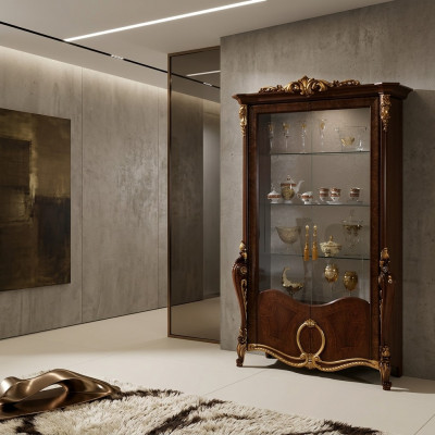 Wunnzëmmer Miwwelen Klassesch Holz Glas Vitrine Glasschaf Schaf Vitrinnen Nei