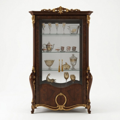 Wunnzëmmer Miwwelen Klassesch Holz Glas Vitrine Glasschaf Schaf Vitrinnen Nei