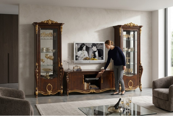Wunnwand Barock Stil Wunnzëmmer Vitrin Sideboard RTV Regal Wunnwänn Schaf