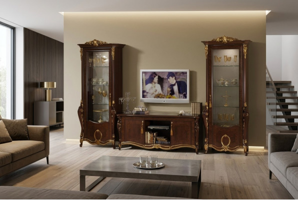 Wunnwand Barock Stil Wunnzëmmer Vitrin Sideboard RTV Regal Wunnwänn Schaf