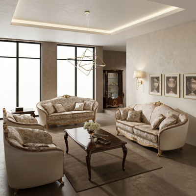 Këssen Dëscher Couch Luxus Sofagarnitur 3+2+1 Sëtz Set Sofa Arredoclassic Nei