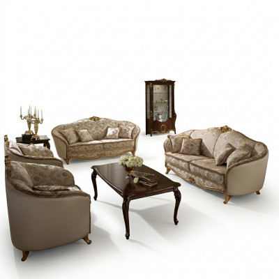 Këssen Dëscher Couch Luxus Sofagarnitur 3+2+1 Sëtz Set Sofa Arredoclassic Nei