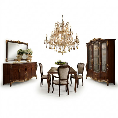 Iessdësch 4x Still Vitrin Dressoir 8tlg. Iesszëmmer Set Grupp Garnitur Dësch