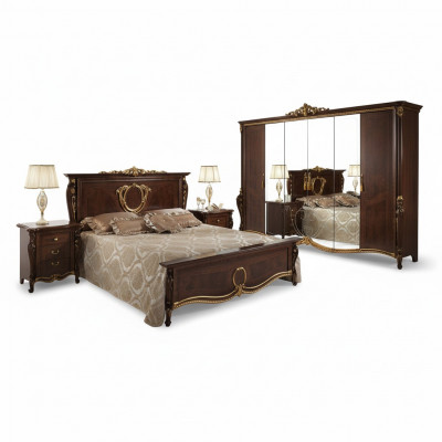 Klassesch Schlofzëmmer Set Bett 2x Nuetsdësch Luxus Better Miwwelen 3tlg Holz Nei