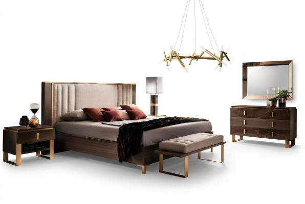 Designt Schlofzëmmer 6-deeleger Komplett Set Bett Nuetsdësch Kommode Arredoclassic