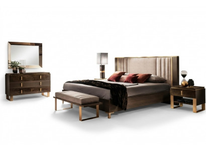 Schlofzëmmer Set 5tlg. Design Modern Luxus Miwwelen Neit Bett Nuetsdësch Kommode
