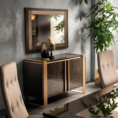 Miwwel Stil Klassesch 2-Deeler Set Kommode mat Spigel Luxus Italienesch Miwwel
