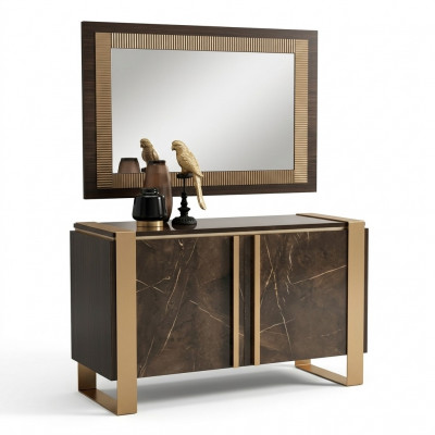 Miwwel Stil Klassesch 2-Deeler Set Kommode mat Spigel Luxus Italienesch Miwwel