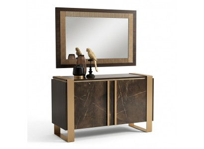 Miwwel Stil Klassesch 2-Deeler Set Kommode mat Spigel Luxus Italienesch Miwwel