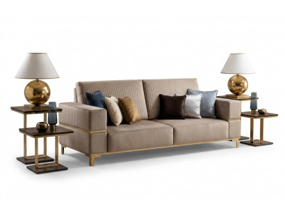 Sofa Drësëtzeger Klassesch Canapé Polster 3 Sëtz Textil Canapéë Stoff Nei